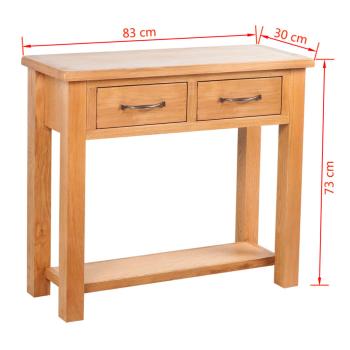 Konsolentisch mit 2 Schubladen 83x30x73 cm Massivholz Eiche