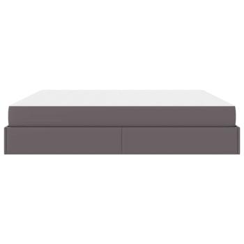 Bettgestell mit Matratze Grau 200 x 200 cm Kunstleder