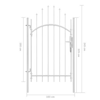 Gartentor Stahl 1x2,45 m Weiß