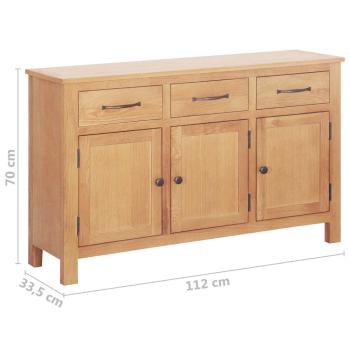 Sideboard Braun 112 x 33,5 x 70 cm Massivholz Eiche