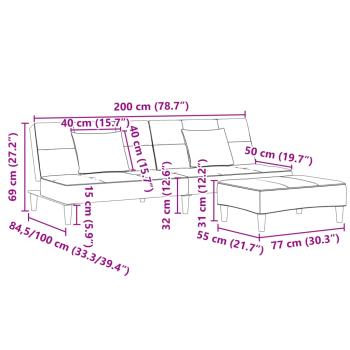 Schlafsofa 2-Sitzer mit Fußhocker Dunkelgrün Samt