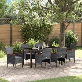 ARDEBO.de - Garten Essgruppe mit Kissen 7 pcs Grau Poly Rattan