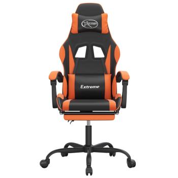 Gaming-Stuhl mit Fußstütze Drehbar Schwarz & Orange Kunstleder
