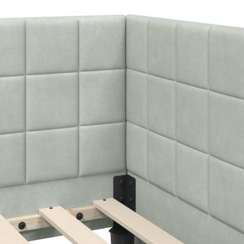 Eckbettgestell mit Kopfteil Hellgrau 80 x 200 cm Samt
