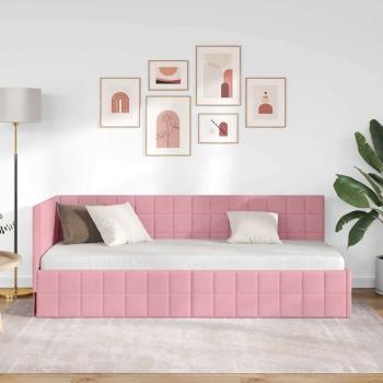 Eckbettgestell mit Kopfteil Rosa 80 x 200 cm Samt