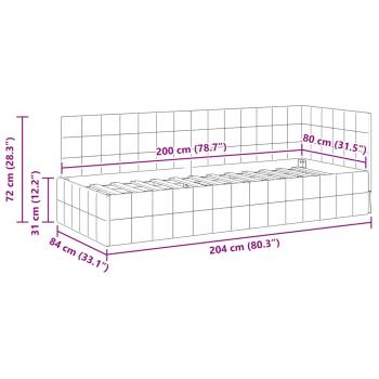 Eckbettgestell mit Kopfteil Creme 80 x 200 cm Samt