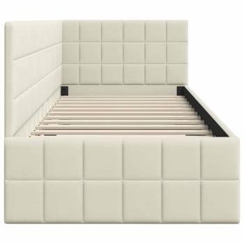 Eckbettgestell mit Kopfteil Creme 80 x 200 cm Samt