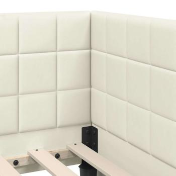 Eckbettgestell mit Kopfteil Creme 80 x 200 cm Samt