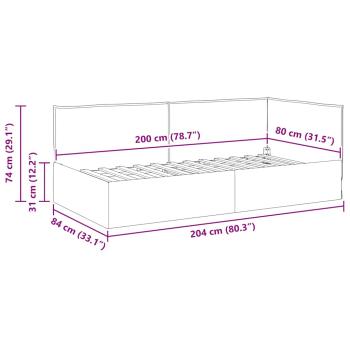 Eckbettgestell mit Kopfteil Schwarz 80 x 200 cm Stoff