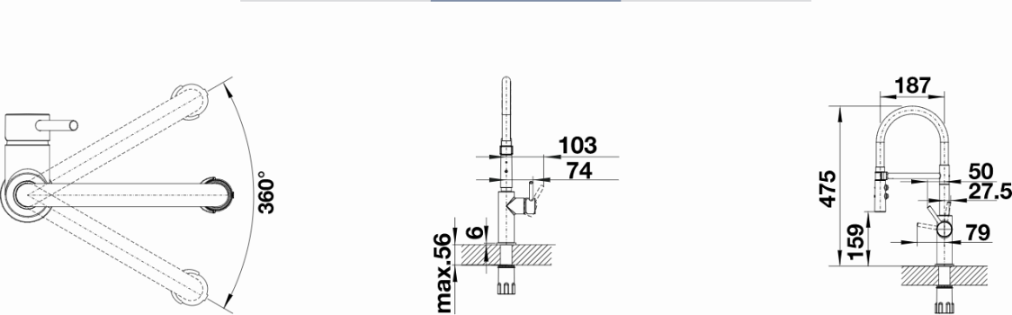 Blanco Catris-S Einhebelmischer, metallische Oberfläche, Hochdruck, herausziehbare Brause, Edelstahl finish (525792)