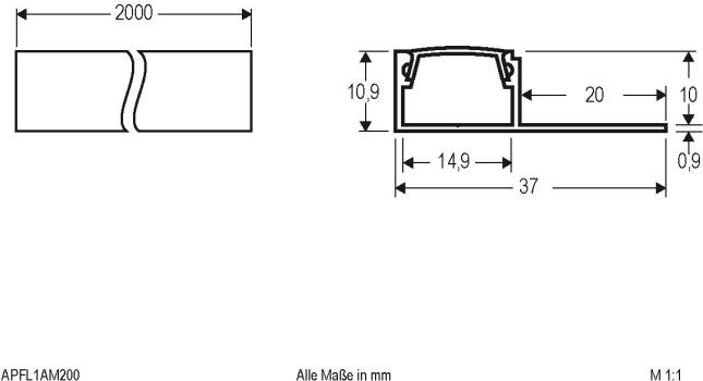 EVN APFL-Serie Alu Fliesenprofil mit Abdeckung, 200cm (APFL1AM200)