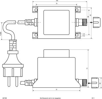 EVN Trafo 12V/AC, 30-60W, IP44, Primär: 230-240V/AC, Sekundär: Buchse für IP44-Stecksystem (ABT060)