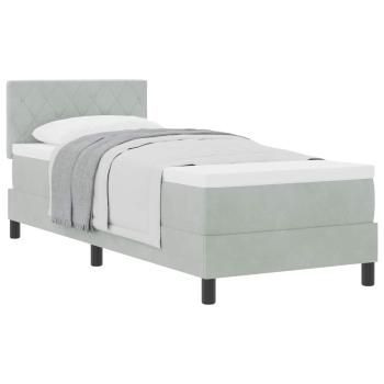 Boxspringbett mit Matratze Hellgrau 80 x 200 cm Stoff