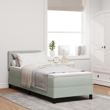 Boxspringbett mit Matratze Hellgrau 80 x 200 cm Samt