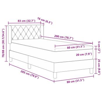 Boxspringbett mit Matratze Schwarz 100x200 cm Velvet Schwarz