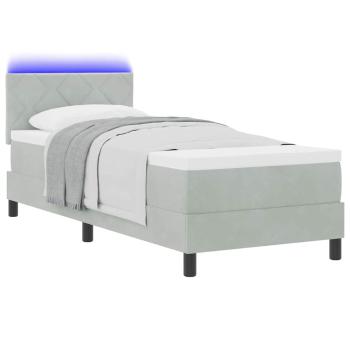Boxspringbett mit Kopfteil Hellgrau 80 x 200 cm Samt