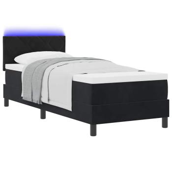 Boxspringbett mit Kopfteil Schwarz 80 x 200 cm Samt