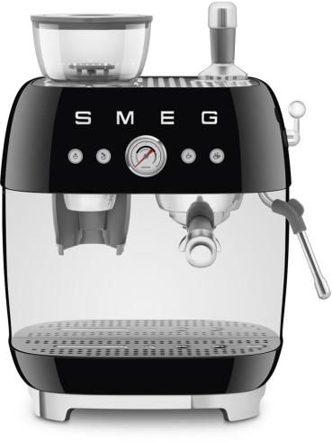 ARDEBO.de Smeg EGF03BLEU 50"s Style Siebträgermaschine, integrierter Kaffeemühle, 1650 W, 20 bar Brühdruck, 15 bar Dampfdruck, 4 Brühfunktionen, schwarz