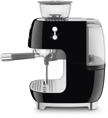 Smeg EGF03BLEU 50"s Style Siebträgermaschine, integrierter Kaffeemühle, 1650 W, 20 bar Brühdruck, 15 bar Dampfdruck, 4 Brühfunktionen, schwarz