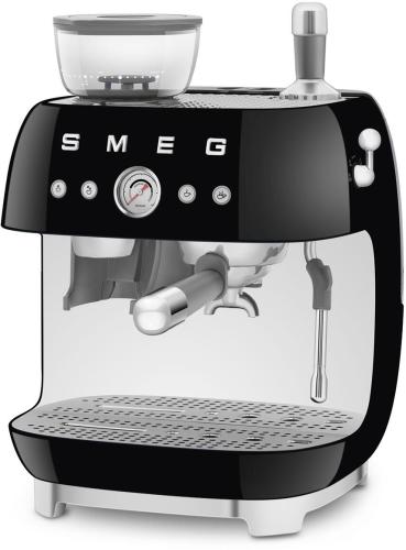 Smeg EGF03BLEU 50"s Style Siebträgermaschine, integrierter Kaffeemühle, 1650 W, 20 bar Brühdruck, 15 bar Dampfdruck, 4 Brühfunktionen, schwarz