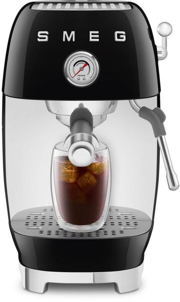 Smeg ECF03BLEU 50"s Style Premium-Siebträger-Espressomaschine, 1.650 W, 15 bar, Thermoblock-Heizsystem, Cappuccino-Dampffunktion, Cold Brew Funktion, 1,4 l Wassertank, schwarz