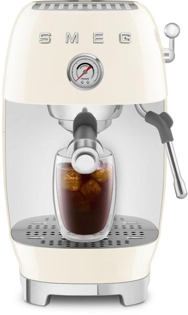 Smeg ECF03CREU 50"s Style Premium-Siebträger-Espressomaschine, 1.650 W, 15 bar, Thermoblock-Heizsystem, Cappuccino-Dampffunktion, Cold Brew Funktion, 1,4 l Wassertank, Creme