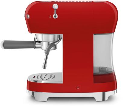 Smeg ECF02RDEU 50"s Style Espresso-Kaffeemaschine, Siebträger, 15 bar, Thermoblock-Heizsystem, Cappuccino-Dampffunktion, 1,1 l Wassertank, 1.350 W, rot
