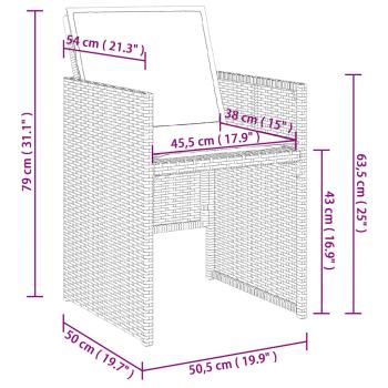 15-teiliges Garten-Ess-Set mit Kissen, grau, Polyrattan