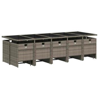 15-teiliges Garten-Ess-Set mit Kissen, grau, Polyrattan
