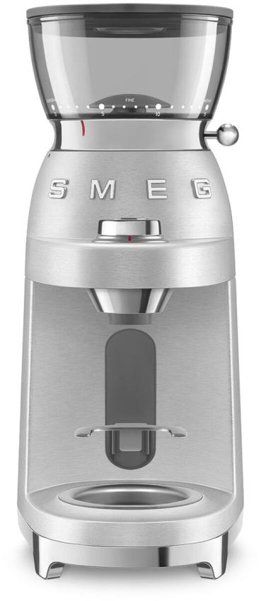 ARDEBO.de Smeg CGF02SSEU 50"s Style Minipro Espresso-Kaffeemühle, 150W, 50 mikrometrische Mahlgrade, Aluminium gebürstet