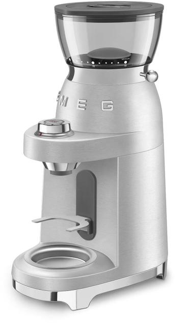 Smeg CGF02SSEU 50"s Style Minipro Espresso-Kaffeemühle, 150W, 50 mikrometrische Mahlgrade, Aluminium gebürstet