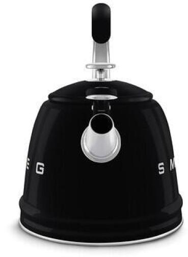 Smeg WKF01BL 50"s Style, Wasserkessel, 2,3 l Fassungsvermögen, für alle Herdarten inkl. Induktion, autom. öffnende Pfeife, leicht aufklappbarer Ausguss, schwarz