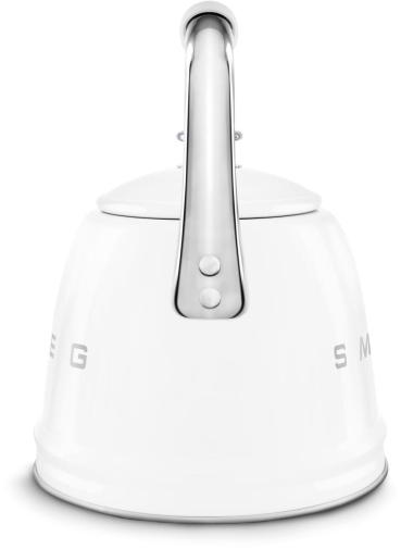 Smeg WKF01WH 50"s Style, Wasserkessel, 2,3 l Fassungsvermögen, für alle Herdarten inkl. Induktion, autom. öffnende Pfeife, leicht aufklappbarer Ausguss, weiß