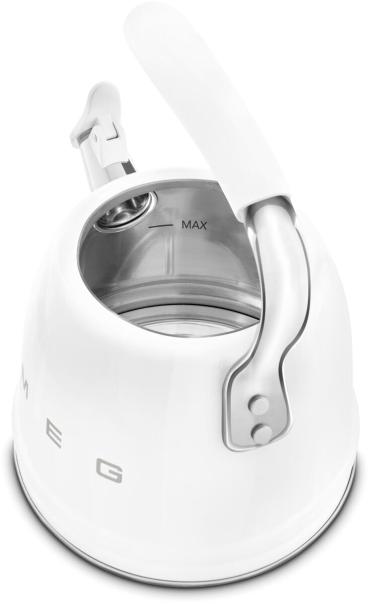 Smeg WKF01WH 50"s Style, Wasserkessel, 2,3 l Fassungsvermögen, für alle Herdarten inkl. Induktion, autom. öffnende Pfeife, leicht aufklappbarer Ausguss, weiß