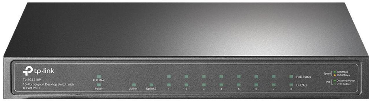 ARDEBO.de TP-Link 10-Port-Gigabit-Desktop-Switch mit 8 PoE+ Ports (TL-SG1210P)