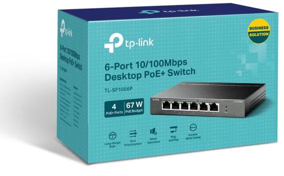 TP-Link 6-Port 10/100Mbit/s-Desktop-Switch mit 4-Port PoE+ (TL-SF1006P)
