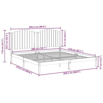 Massivholzbett Extra Lang ohne Matratze 200x210 cm