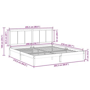 Massivholzbett Extra Lang ohne Matratze 200x210 cm