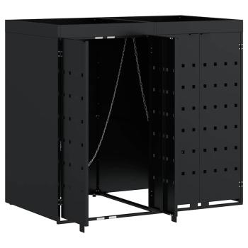 Wagenmüllbehälter für 2 Behälter Schwarz 136 x 77,5 x 121,5 cm