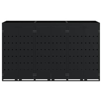 Wagenmüllbehälter für 3 Behälter Schwarz 204 x 77,5 x 121,5 cm