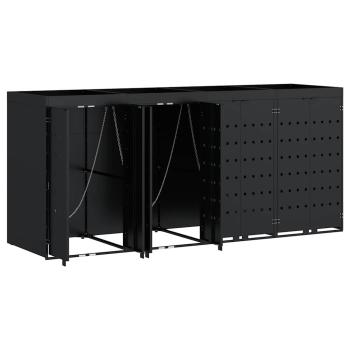 Wagenmüllbehälter für 4 Behälter Schwarz 272 x 77,5 x 121,5 cm