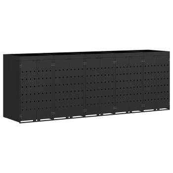 Wagenmüllbehälter für 5 Behälter Schwarz 340 x 77,5 x 121,5 cm
