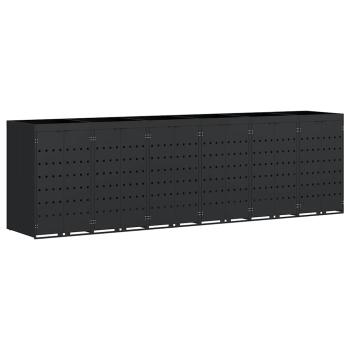 Wagenmüllbehälter für 6 Behälter Schwarz 408 x 77,5 x 121,5 cm