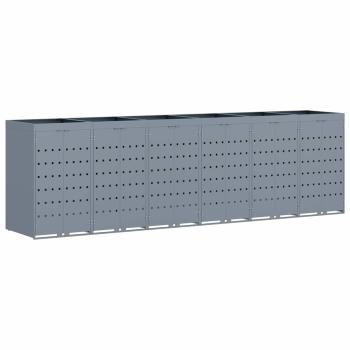 Wagenmüllbehälter für 6 Behälter Hellgrau 408 x 77,5 x 121,5 cm