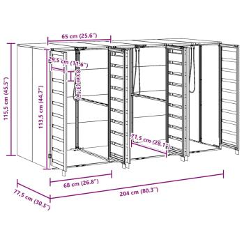 Wagenmüllbehälter für 3 Behälter Anthrazit
