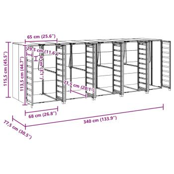 Wagenmüllbehälter für 3 Behälter Anthrazit