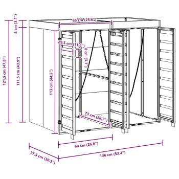 Wagenmüllbehälter für 3 Behälter Anthrazit
