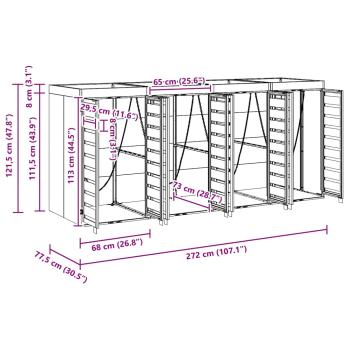 Wagenmüllbehälter für 3 Behälter Anthrazit