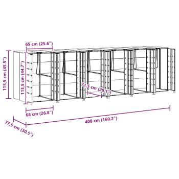 Wagenmüllbehälter für 3 Behälter Anthrazit