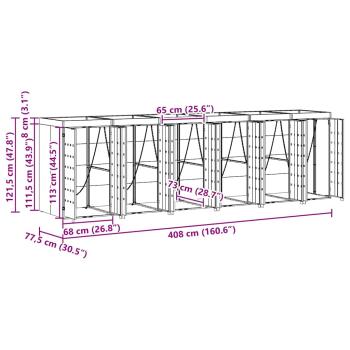 Wagenmüllbehälter für 3 Behälter Anthrazit